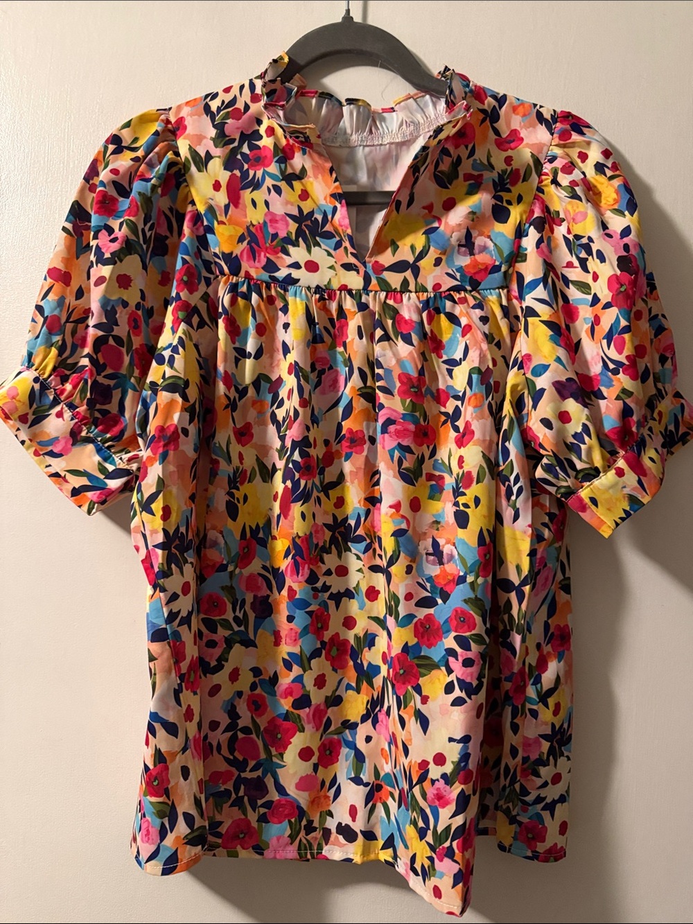 Floral Short-Sleeve Blouse - Multicolor